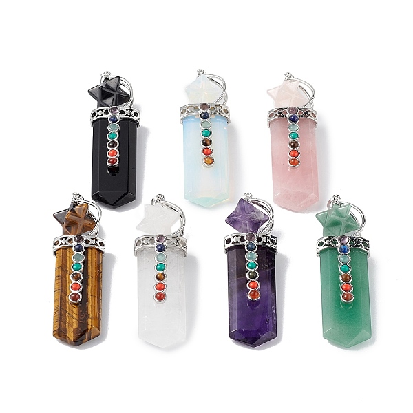 PandaHall Chakra Themed Natural & Synthetic Mixed Gemstone Big Pendants, Faceted Sword Charms, with Rack Plating Platinum Plated Brass...
PandaHall Chakra Themed Natural & Synthetic Mixed Gemstone Big Pendants, Faceted Sword Charms, with Rack Plating Platinum Plated Brass...