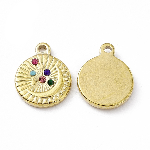 PandaHall Vacuum Plating 201 Stainless Steel Pendants, with Rhinestone, Real 18K Gold Plated, Flat Round with Moon Charms, Colorful..., Multicolor
PandaHall Vacuum Plating 201 Stainless Steel Pendants, with Rhinestone, Real 18K Gold Plated, Flat Round with Moon Charms, Colorful..., Multicolor