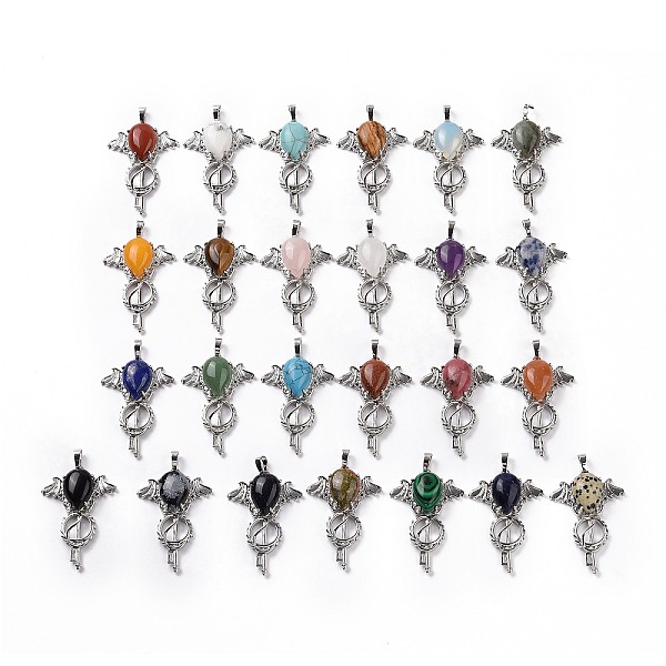 PandaHall Gemstone Teardrop Pendants, Key Charms, with Rack Plating Platinum Tone Brass Findings, 46x32x9~10.5mm, Hole: 7x5mm Mixed Stone...
PandaHall Gemstone Teardrop Pendants, Key Charms, with Rack Plating Platinum Tone Brass Findings, 46x32x9~10.5mm, Hole: 7x5mm Mixed Stone...