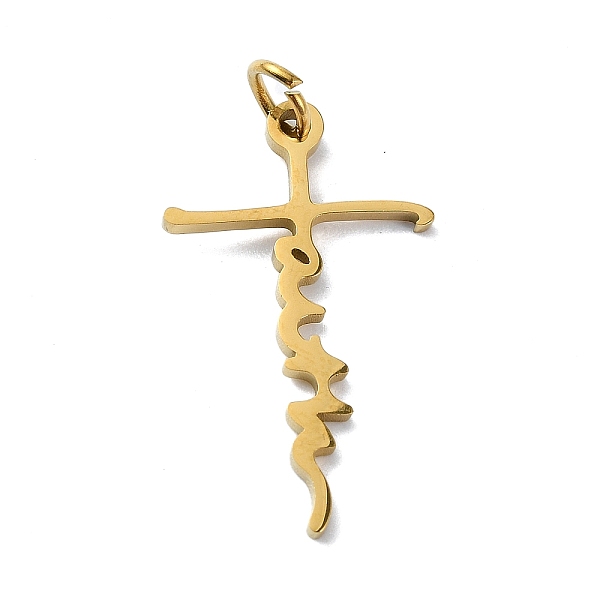 PandaHall 304 Stainless Steel Pendants, with Jump Rings, Laser Cut, Cross with Word Faith Charm, Golden, 24.5x14.5x1mm, Hole: 3mm 304...
PandaHall 304 Stainless Steel Pendants, with Jump Rings, Laser Cut, Cross with Word Faith Charm, Golden, 24.5x14.5x1mm, Hole: 3mm 304...