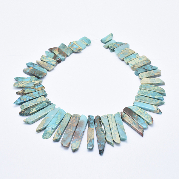 PandaHall Natural Imperial Jasper Beads Strands, Top Drilled Beads, Dyed, Rectangle, Sky Blue, 15~65x5~12x4~7mm, Hole: 1mm, about...
PandaHall Natural Imperial Jasper Beads Strands, Top Drilled Beads, Dyed, Rectangle, Sky Blue, 15~65x5~12x4~7mm, Hole: 1mm, about...