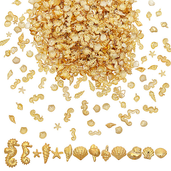 PandaHall Gorgecraft 1300Pcs 13 Style Alloy & Brass Cabochons, Nail Art Decoration Accessories, Sea Horse & Starfish & Shell, Golden...
PandaHall Gorgecraft 1300Pcs 13 Style Alloy & Brass Cabochons, Nail Art Decoration Accessories, Sea Horse & Starfish & Shell, Golden...