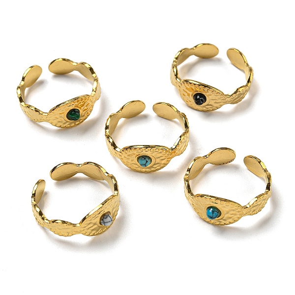 PandaHall Oval 304 Stainless Steel Open Cuff Rings, Synthetic Malachite & Turquoise Finger Rings for Women Men, Real 18K Gold Plated...
PandaHall Oval 304 Stainless Steel Open Cuff Rings, Synthetic Malachite & Turquoise Finger Rings for Women Men, Real 18K Gold Plated...
