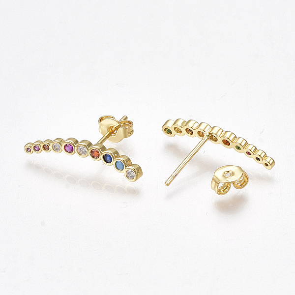 PandaHall Brass Micro Pave Cubic Zirconia(Random Mixed Color) Ear Studs, with Ear Nuts, Golden, 4.5x21mm, Pin: 0.7mm Cubic Zirconia
PandaHall Brass Micro Pave Cubic Zirconia(Random Mixed Color) Ear Studs, with Ear Nuts, Golden, 4.5x21mm, Pin: 0.7mm Cubic Zirconia