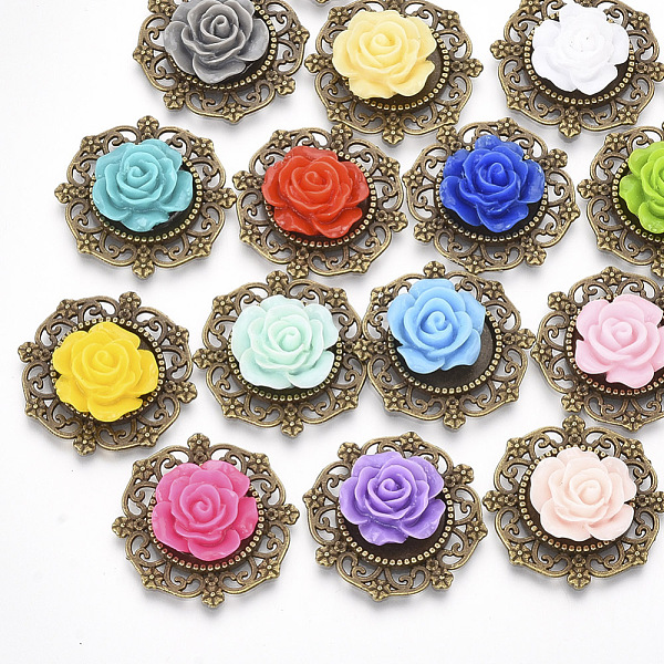 PandaHall Resin Cabochons, with Antique Bronze Plated Alloy Findings, Flower, Mixed Color, 26x26x7mm Resin Flower Multicolor
PandaHall Resin Cabochons, with Antique Bronze Plated Alloy Findings, Flower, Mixed Color, 26x26x7mm Resin Flower Multicolor