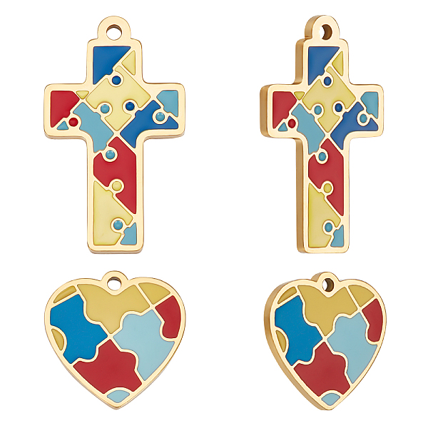 PandaHall Beebeecraft 8Pcs 2 Style Vacuum Plating 304 Stainless Steel Enamel Pendants, Manual Polishing, Heart/Cross with Puzzle Pattern...
PandaHall Beebeecraft 8Pcs 2 Style Vacuum Plating 304 Stainless Steel Enamel Pendants, Manual Polishing, Heart/Cross with Puzzle Pattern...