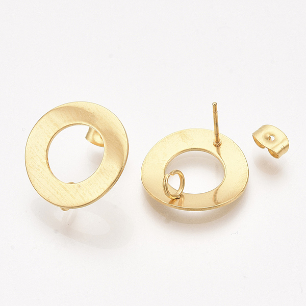 PandaHall 304 Stainless Steel Stud Earring Findings, with Loop and Ear Nuts/Earring Backs, Flat Round, Golden, 18mm, Hole: 3mm, Pin: 0.7mm...
PandaHall 304 Stainless Steel Stud Earring Findings, with Loop and Ear Nuts/Earring Backs, Flat Round, Golden, 18mm, Hole: 3mm, Pin: 0.7mm...