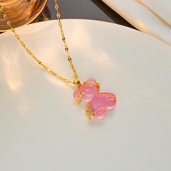 PandaHall Titanium Steel Coffee Bean Chain Necklaces, Bear with Star Pendant Necklace, for Women, Golden, Pink, 20~23-5/8 inch(51~60cm)...
PandaHall Titanium Steel Coffee Bean Chain Necklaces, Bear with Star Pendant Necklace, for Women, Golden, Pink, 20~23-5/8 inch(51~60cm)...