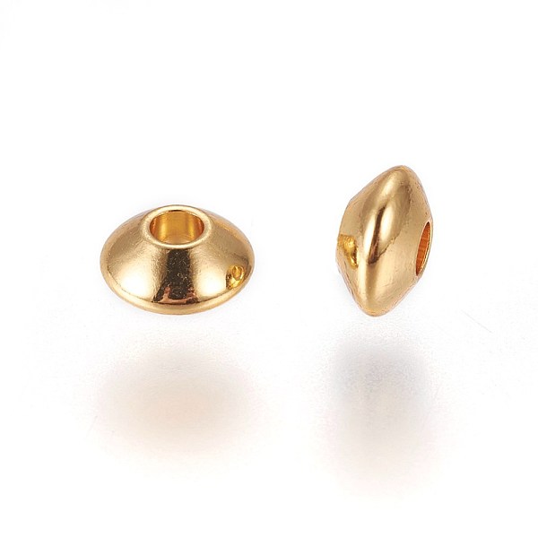 PandaHall 304 Stainless Steel Spacer Beads, Rondelle, Real 24K Gold Plated, 6x3mm, Hole: 1.8mm 304 Stainless Steel Rondelle
PandaHall 304 Stainless Steel Spacer Beads, Rondelle, Real 24K Gold Plated, 6x3mm, Hole: 1.8mm 304 Stainless Steel Rondelle