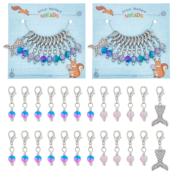 PandaHall 24 Pcs Crackle Glass Stitch Markers, Mermaid Fishtail Crochet Marker Removable Lobster Clasp Locking Stitch Marker for Knitting..., Multicolor
PandaHall 24 Pcs Crackle Glass Stitch Markers, Mermaid Fishtail Crochet Marker Removable Lobster Clasp Locking Stitch Marker for Knitting..., Multicolor