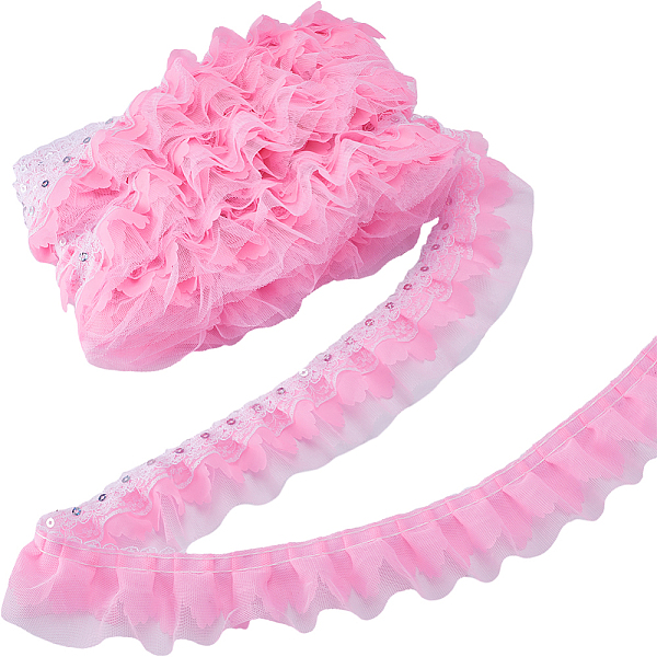 PandaHall Gorgecraft 10M Polyester Flower Lace Ribbon with Paillettes, Ruffled Lace Trim for Costume Decoration, Pearl Pink, 2 inch(50mm)...
PandaHall Gorgecraft 10M Polyester Flower Lace Ribbon with Paillettes, Ruffled Lace Trim for Costume Decoration, Pearl Pink, 2 inch(50mm)...