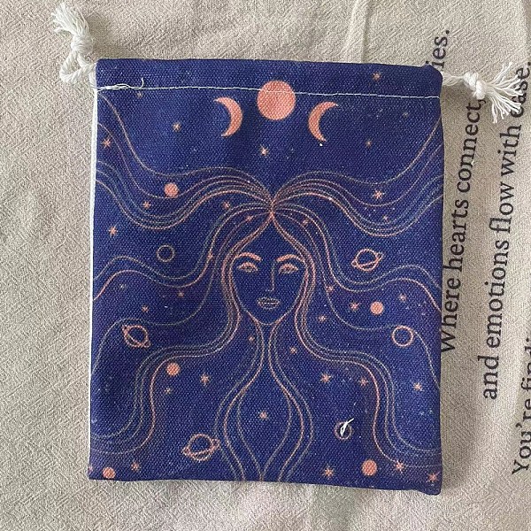 PandaHall Tarot Card Storage Bag, Cloth Tarot Drawstring Bags, Rectangle with Woman Pattern, Dark Blue, 18x13cm Cloth Human
PandaHall Tarot Card Storage Bag, Cloth Tarot Drawstring Bags, Rectangle with Woman Pattern, Dark Blue, 18x13cm Cloth Human