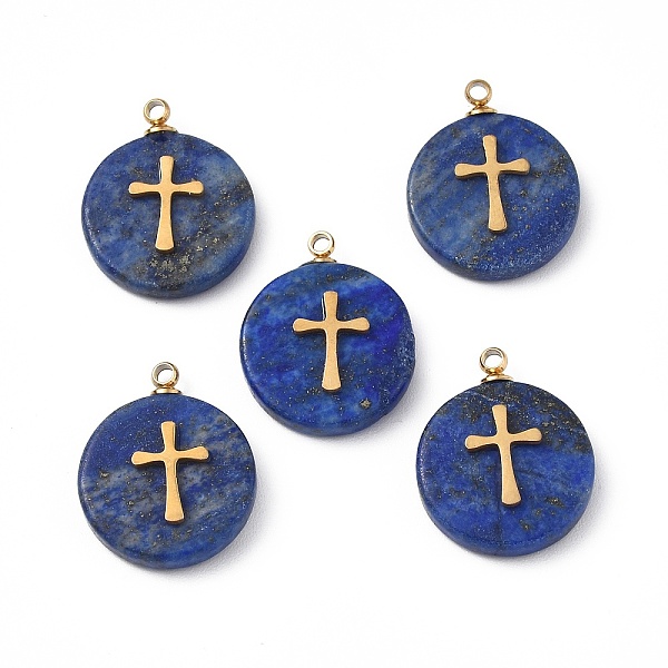 PandaHall Natural Lapis Lazuli Pendants, Flat Round with Vacuum Plating 201 Stainless Steel Cross Pattern, Real 18K Gold Plated...
PandaHall Natural Lapis Lazuli Pendants, Flat Round with Vacuum Plating 201 Stainless Steel Cross Pattern, Real 18K Gold Plated...