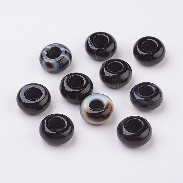 PandaHall Randomly Mixed Natural Black Agate and Banded Agate European Beads, Large Hole Beads, Rondelle, Dyed, 14x7~8mm, Hole: 6mm Natural...
PandaHall Randomly Mixed Natural Black Agate and Banded Agate European Beads, Large Hole Beads, Rondelle, Dyed, 14x7~8mm, Hole: 6mm Natural...