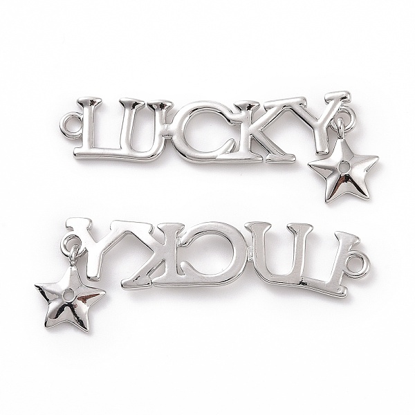 PandaHall Brass Connector Charms, Word Lucky with Star, Platinum, 14x40x1.5mm, Hole: 1.6mm Brass Word
PandaHall Brass Connector Charms, Word Lucky with Star, Platinum, 14x40x1.5mm, Hole: 1.6mm Brass Word