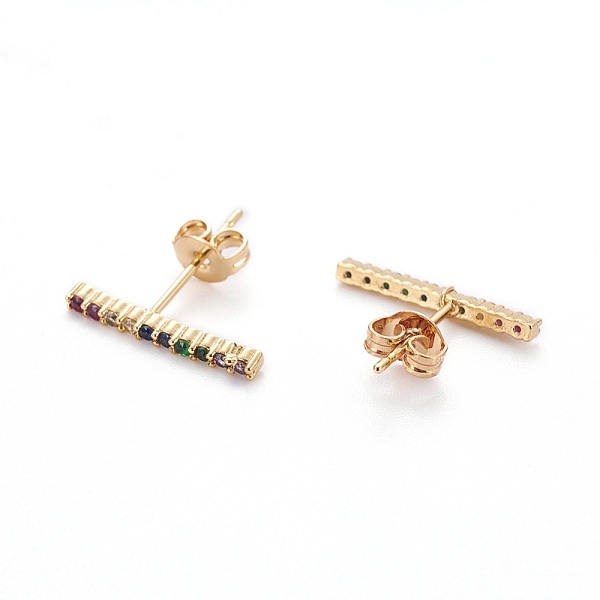 PandaHall Brass Micro Pave Cubic Zirconia Stud Crawler Earrings, Climber Earrings, with Brass Ear Nuts, Bar, Colorful, Real 18K Gold Plated...
PandaHall Brass Micro Pave Cubic Zirconia Stud Crawler Earrings, Climber Earrings, with Brass Ear Nuts, Bar, Colorful, Real 18K Gold Plated...