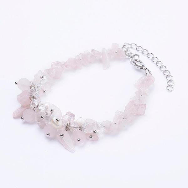 PandaHall Natural Rose Quartz Chip & Frosted Round Beaded Bracelets, with Grade A Pearl Beads, Faceted Glass Beads and Brass Findings...
PandaHall Natural Rose Quartz Chip & Frosted Round Beaded Bracelets, with Grade A Pearl Beads, Faceted Glass Beads and Brass Findings...