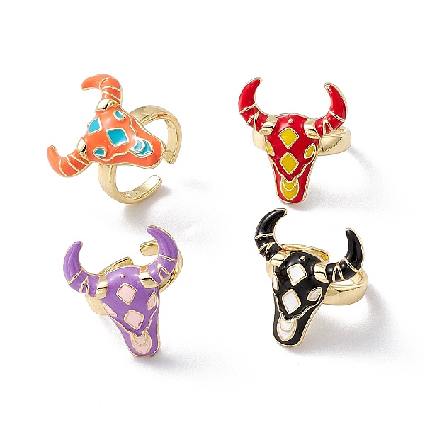 PandaHall Enamel OX Head Open Cuff Ring, Real 18K Gold Plated Brass Jewelry for Women, Lead Free & Cadmium Free, Mixed Color, US Size 6 3/4..., Multicolor
PandaHall Enamel OX Head Open Cuff Ring, Real 18K Gold Plated Brass Jewelry for Women, Lead Free & Cadmium Free, Mixed Color, US Size 6 3/4..., Multicolor