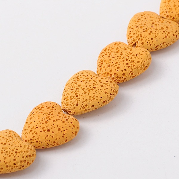 PandaHall Dyed Natural Lava Rock Bead Strands, Heart, Goldenrod, 20~21x20~21x7~8mm, Hole: 1mm, about 20pcs/strand, 15.55 inch Lava Rock..., Gold
PandaHall Dyed Natural Lava Rock Bead Strands, Heart, Goldenrod, 20~21x20~21x7~8mm, Hole: 1mm, about 20pcs/strand, 15.55 inch Lava Rock..., Gold
