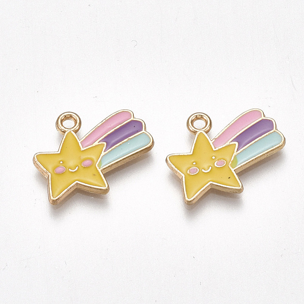 PandaHall Alloy Charms, with Enamel, Cadmium Free & Lead Free, Meteor, Light Gold, Colorful, 14x17x1.5mm, Hole: 2mm Alloy+Enamel Star
PandaHall Alloy Charms, with Enamel, Cadmium Free & Lead Free, Meteor, Light Gold, Colorful, 14x17x1.5mm, Hole: 2mm Alloy+Enamel Star