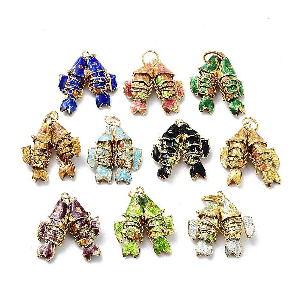 PandaHall Brass Cloisonne Pendants, Gold Fish Charms with Jump Rings, Golden, Mixed Color, 27~28.5x23~25x7.5~9mm, Hole: 6mm Brass Fish..., Multicolor
PandaHall Brass Cloisonne Pendants, Gold Fish Charms with Jump Rings, Golden, Mixed Color, 27~28.5x23~25x7.5~9mm, Hole: 6mm Brass Fish..., Multicolor