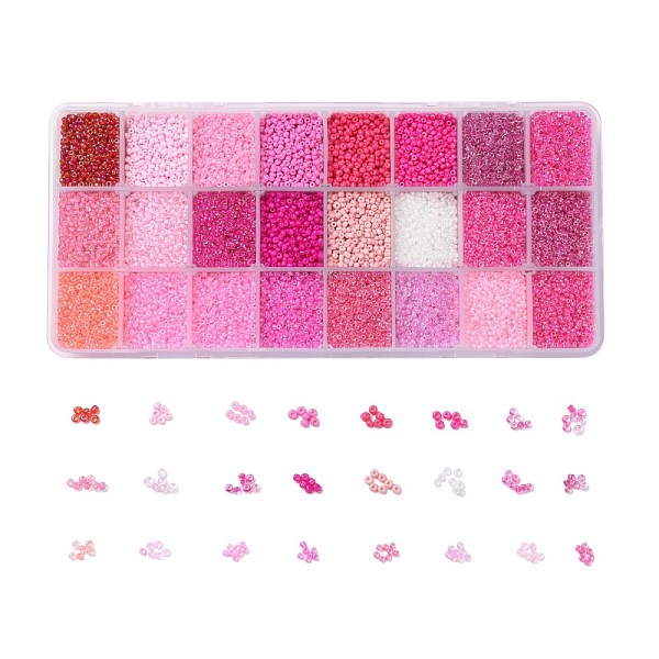 PandaHall 600G 24 Colors Glass Seed Beads, Round, Mixed Color, 12/0, 1.5~2.5x1.5~2mm, Hole: 0.5~1mm, 25g/color Glass Multicolor
PandaHall 600G 24 Colors Glass Seed Beads, Round, Mixed Color, 12/0, 1.5~2.5x1.5~2mm, Hole: 0.5~1mm, 25g/color Glass Multicolor