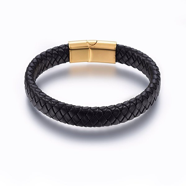 PandaHall Leather Braided Cord Bracelets, 304 Stainless Steel Magnetic Clasp, Rectangle, Golden, Black, 8-5/8 inch(22cm), 12x6mm Leather...
PandaHall Leather Braided Cord Bracelets, 304 Stainless Steel Magnetic Clasp, Rectangle, Golden, Black, 8-5/8 inch(22cm), 12x6mm Leather...