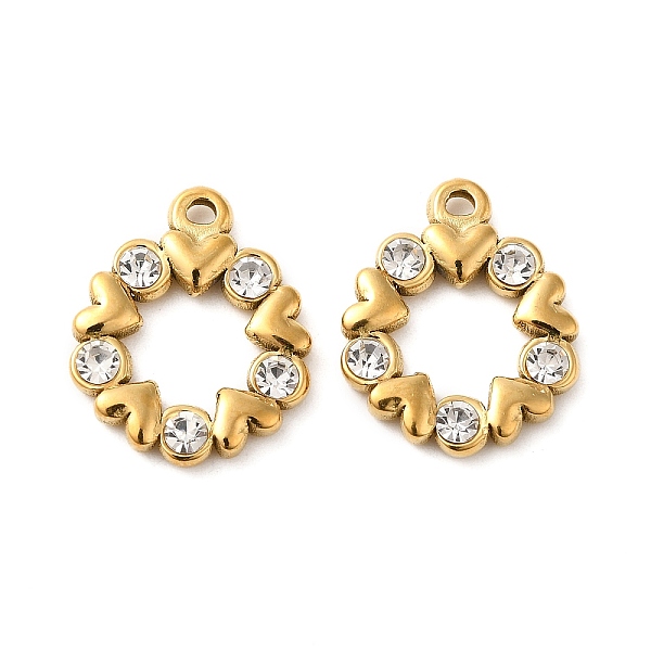 PandaHall 201 Stainless Steel Rhinestone Pendants, Ring with Heart Charms, Real 18K Gold Plated, 20x17x3mm, Hole: 1.6mm Stainless...
PandaHall 201 Stainless Steel Rhinestone Pendants, Ring with Heart Charms, Real 18K Gold Plated, 20x17x3mm, Hole: 1.6mm Stainless...