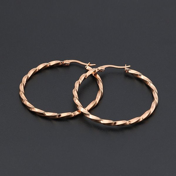 PandaHall Titanium Steel Hoop Earrings, Twisted Ring Shape, Rose Gold, 12 Gauge, 50x2mm Titanium Steel Ring
PandaHall Titanium Steel Hoop Earrings, Twisted Ring Shape, Rose Gold, 12 Gauge, 50x2mm Titanium Steel Ring