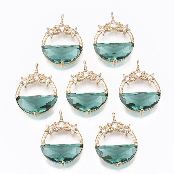 PandaHall Glass Pendants, with Brass Micro Pave Cubic Zirconia Findings, Faceted, Flat Round with Star, Light Gold, Dark Cyan...
PandaHall Glass Pendants, with Brass Micro Pave Cubic Zirconia Findings, Faceted, Flat Round with Star, Light Gold, Dark Cyan...