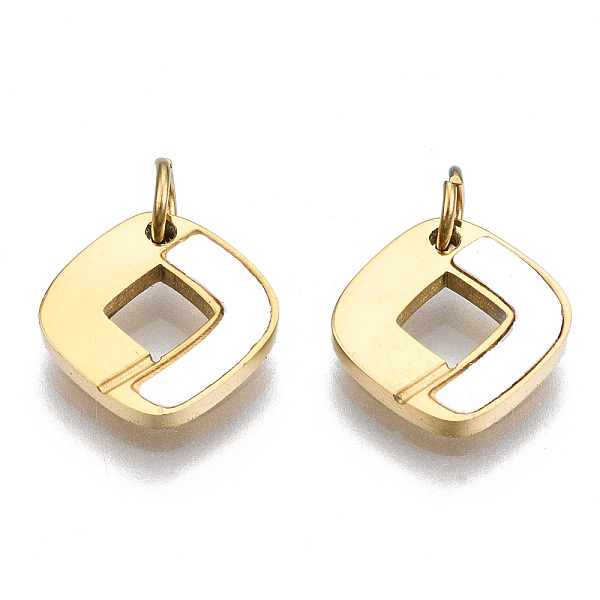 PandaHall 304 Stainless Steel Charms, with Shell and Jump Rings, Rhombus, Real 14K Gold Plated, 9.5x10x1.5mm, Jump Ring: 3.8x0.6mm, 2.6mm...
PandaHall 304 Stainless Steel Charms, with Shell and Jump Rings, Rhombus, Real 14K Gold Plated, 9.5x10x1.5mm, Jump Ring: 3.8x0.6mm, 2.6mm...