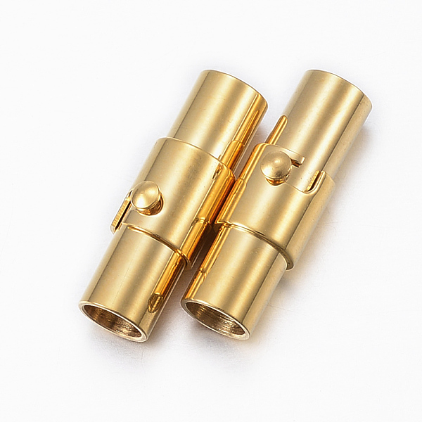 PandaHall Smooth 304 Stainless Steel Locking Tube Magnetic Clasps, Column, Golden, 17.5x6mm, Hole: 4mm 304 Stainless Steel Column
PandaHall Smooth 304 Stainless Steel Locking Tube Magnetic Clasps, Column, Golden, 17.5x6mm, Hole: 4mm 304 Stainless Steel Column