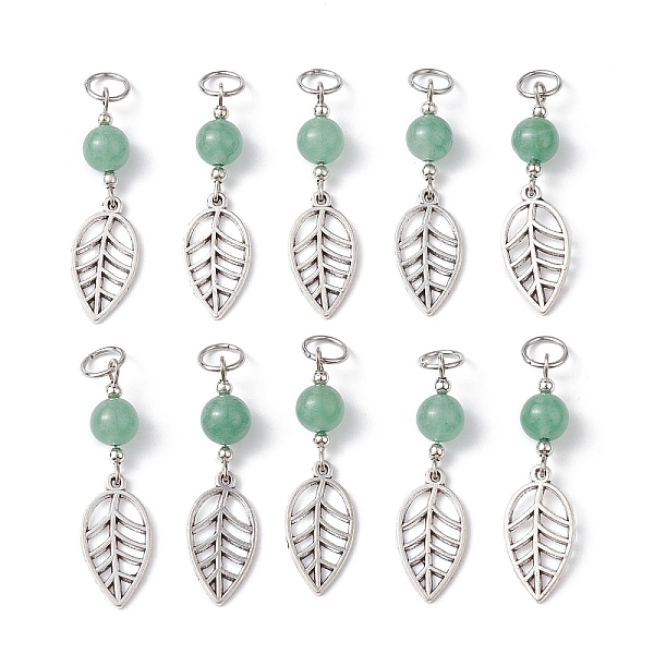 PandaHall Leaf Tibetan Style Alloy Pendants, with Natural Green Aventurine Beads and 304 Stainless Steel Jump Rings, Antique Silver, 46x12mm...
PandaHall Leaf Tibetan Style Alloy Pendants, with Natural Green Aventurine Beads and 304 Stainless Steel Jump Rings, Antique Silver, 46x12mm...