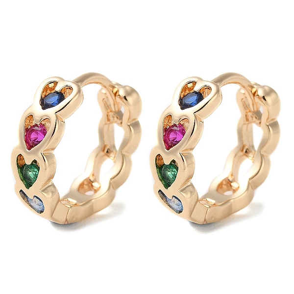 PandaHall Rack Plating Brass Micro Pave Colorful Cubic Zirconia Hoop Earrings for Women, Heart, Light Gold, 14x4.5mm Brass Heart
PandaHall Rack Plating Brass Micro Pave Colorful Cubic Zirconia Hoop Earrings for Women, Heart, Light Gold, 14x4.5mm Brass Heart