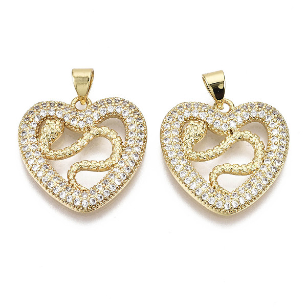 PandaHall Brass Micro Pave Clear Cubic Zirconia Pendants, with Brass Snap on Bails, Nickel Free, Heart with Snake, Real 16K Gold Plated...
PandaHall Brass Micro Pave Clear Cubic Zirconia Pendants, with Brass Snap on Bails, Nickel Free, Heart with Snake, Real 16K Gold Plated...