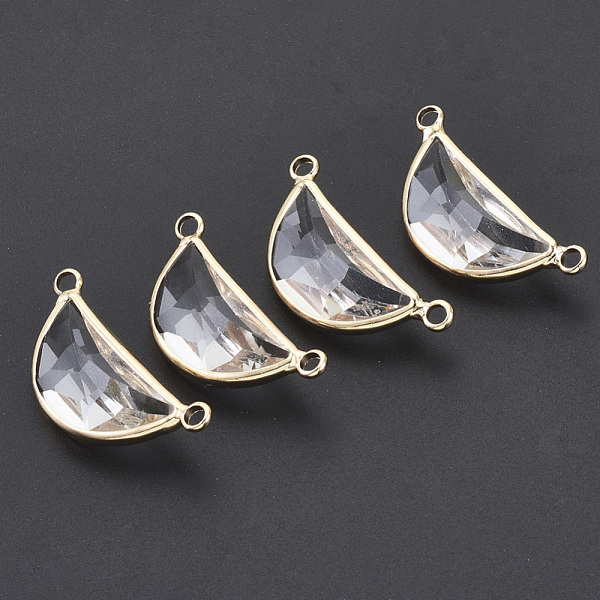 PandaHall Glass Links Connectors, with Light Gold Plated Brass, Faceted, Moon, Clear, 29x13~14x7mm, Hole: 2mm Brass+Glass Moon Clear
PandaHall Glass Links Connectors, with Light Gold Plated Brass, Faceted, Moon, Clear, 29x13~14x7mm, Hole: 2mm Brass+Glass Moon Clear