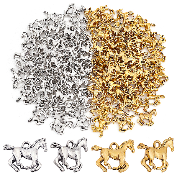 PandaHall 120PCS 2Colors Tibetan Style Alloy Pendants, Cadmium Free & Lead Free, Horse, Mixed Color, 14x19x3mm, Hole: 2mm Alloy Horse
PandaHall 120PCS 2Colors Tibetan Style Alloy Pendants, Cadmium Free & Lead Free, Horse, Mixed Color, 14x19x3mm, Hole: 2mm Alloy Horse