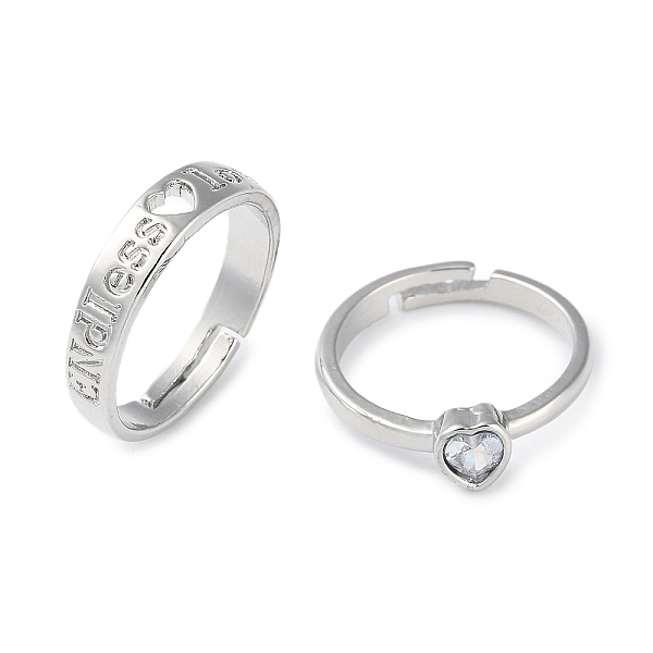PandaHall 2Pcs 2 Style Heart with Word Love Cubic Zirconia Matching Couple Rings Set, Alloy Adjustable Rings, Platinum, Inner Diameter...
PandaHall 2Pcs 2 Style Heart with Word Love Cubic Zirconia Matching Couple Rings Set, Alloy Adjustable Rings, Platinum, Inner Diameter...