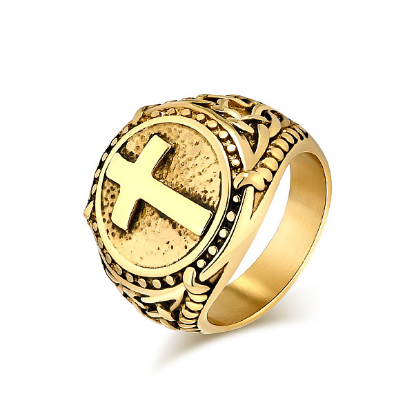 PandaHall Stainless Steel Cross Signet Rings, Antique Golden, US Size 10(19.8mm) Stainless Steel Cross
PandaHall Stainless Steel Cross Signet Rings, Antique Golden, US Size 10(19.8mm) Stainless Steel Cross