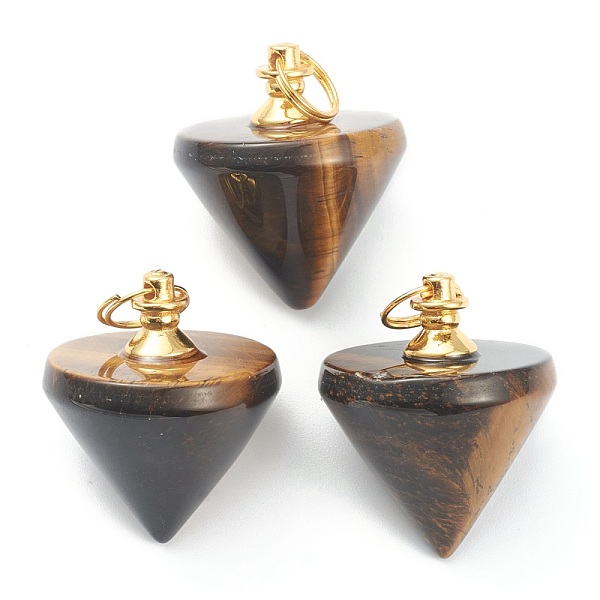 PandaHall Natural Tiger Eye Pendants with Golden Brass Findings, Circular Cone, 32~34.5x27.5~28mm, Hole: 8.2mm Tiger Eye Cone
PandaHall Natural Tiger Eye Pendants with Golden Brass Findings, Circular Cone, 32~34.5x27.5~28mm, Hole: 8.2mm Tiger Eye Cone