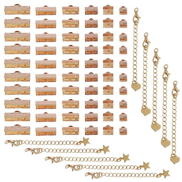 PandaHall Long-Lasting Plated Brass Ribbon Crimp Ends and Chain Extender, Real 18K Gold Plated, 70pcs/box Brass
PandaHall Long-Lasting Plated Brass Ribbon Crimp Ends and Chain Extender, Real 18K Gold Plated, 70pcs/box Brass