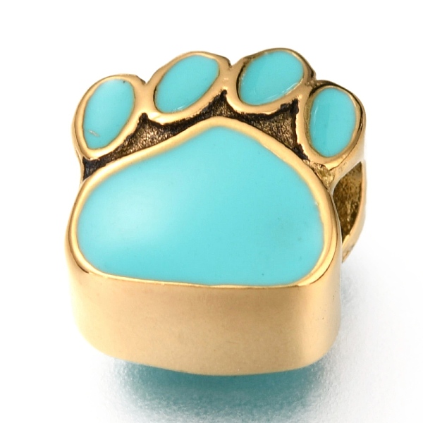 PandaHall Ion Plating(IP) 304 Stainless Steel European Beads, with Enamel, Large Hole Beads, Dog Paw Prints, Golden, Cyan, 10.5x10x7mm, Hole...
PandaHall Ion Plating(IP) 304 Stainless Steel European Beads, with Enamel, Large Hole Beads, Dog Paw Prints, Golden, Cyan, 10.5x10x7mm, Hole...