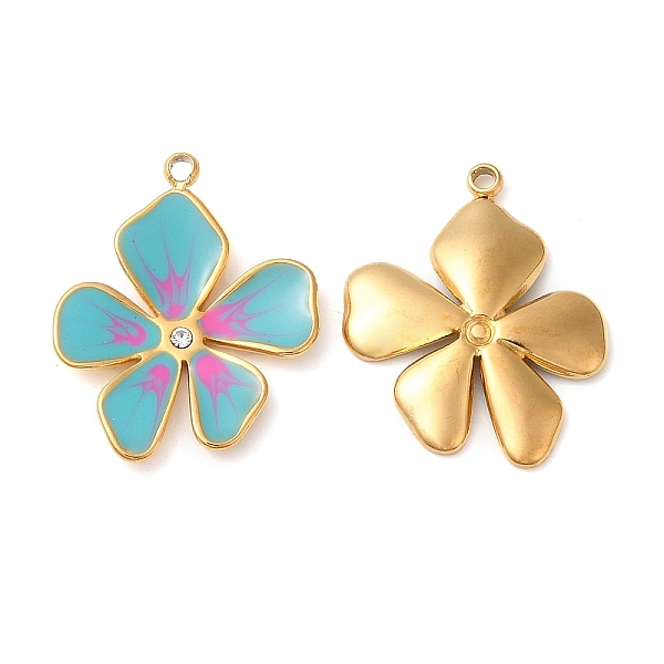 PandaHall 304 Stainless Steel Enamel Pendants, with Rhinestones, Real 18K Gold Plated, Flower Charm, Dark Turquoise, 21.5x17x2.5mm, Hole...
PandaHall 304 Stainless Steel Enamel Pendants, with Rhinestones, Real 18K Gold Plated, Flower Charm, Dark Turquoise, 21.5x17x2.5mm, Hole...