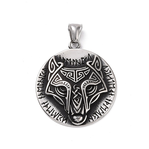 PandaHall 304 Stainless Steel Pendants, Flat Round with Wolf, Antique Silver, 43x38x6mm, Hole: 4x8mm Stainless Steel Flat Round
PandaHall 304 Stainless Steel Pendants, Flat Round with Wolf, Antique Silver, 43x38x6mm, Hole: 4x8mm Stainless Steel Flat Round