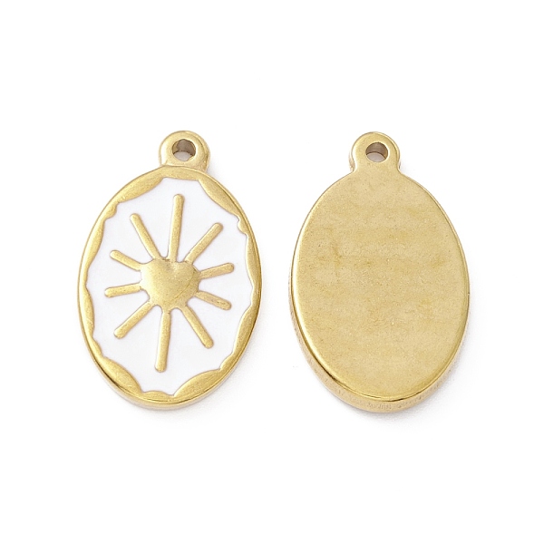 PandaHall Enamel Pendants, with Golden Plated 304 Stainless Steel Findings, Oval with Sun, White, 23.5x14x2.5mm, Hole: 1.6mm Stainless...
PandaHall Enamel Pendants, with Golden Plated 304 Stainless Steel Findings, Oval with Sun, White, 23.5x14x2.5mm, Hole: 1.6mm Stainless...