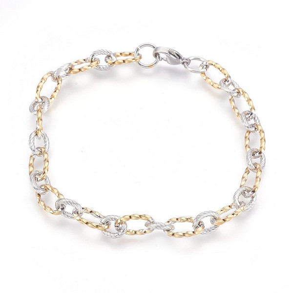 PandaHall 304 Stainless Steel Figaro Chain Bracelets, Textured, with Lobster Claw Clasps, Golden & Stainless Steel Color, 8-3/8 inch(21.4cm)...
PandaHall 304 Stainless Steel Figaro Chain Bracelets, Textured, with Lobster Claw Clasps, Golden & Stainless Steel Color, 8-3/8 inch(21.4cm)...