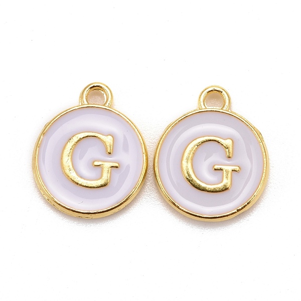 PandaHall Golden Plated Alloy Charms, Cadmium Free & Lead Free, with Enamel, Enamelled Sequins, Flat Round with Letter, White, Letter.G...
PandaHall Golden Plated Alloy Charms, Cadmium Free & Lead Free, with Enamel, Enamelled Sequins, Flat Round with Letter, White, Letter.G...