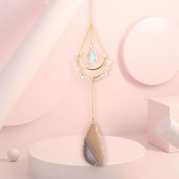 PandaHall Natural Quartz Crystal Chip Wrapped Moon Hanging Ornaments, Glass Teardrop and Agate Slices Tassel Suncatchers for Home Outdoor...
PandaHall Natural Quartz Crystal Chip Wrapped Moon Hanging Ornaments, Glass Teardrop and Agate Slices Tassel Suncatchers for Home Outdoor...