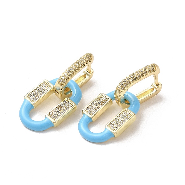 PandaHall Oval Real 18K Gold Plated Brass Dangle Hoop Earrings, with Cubic Zirconia and Enamel, Deep Sky Blue, 32.5x15mm Cubic Zirconia Oval
PandaHall Oval Real 18K Gold Plated Brass Dangle Hoop Earrings, with Cubic Zirconia and Enamel, Deep Sky Blue, 32.5x15mm Cubic Zirconia Oval