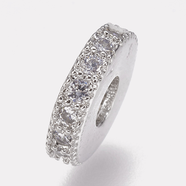 PandaHall Brass Micro Pave Cubic Zirconia Bead Spacers, Flat Round, Clear, Platinum, 8x2mm, Hole: 3mm Brass+Cubic Zirconia Flat Round Clear
PandaHall Brass Micro Pave Cubic Zirconia Bead Spacers, Flat Round, Clear, Platinum, 8x2mm, Hole: 3mm Brass+Cubic Zirconia Flat Round Clear